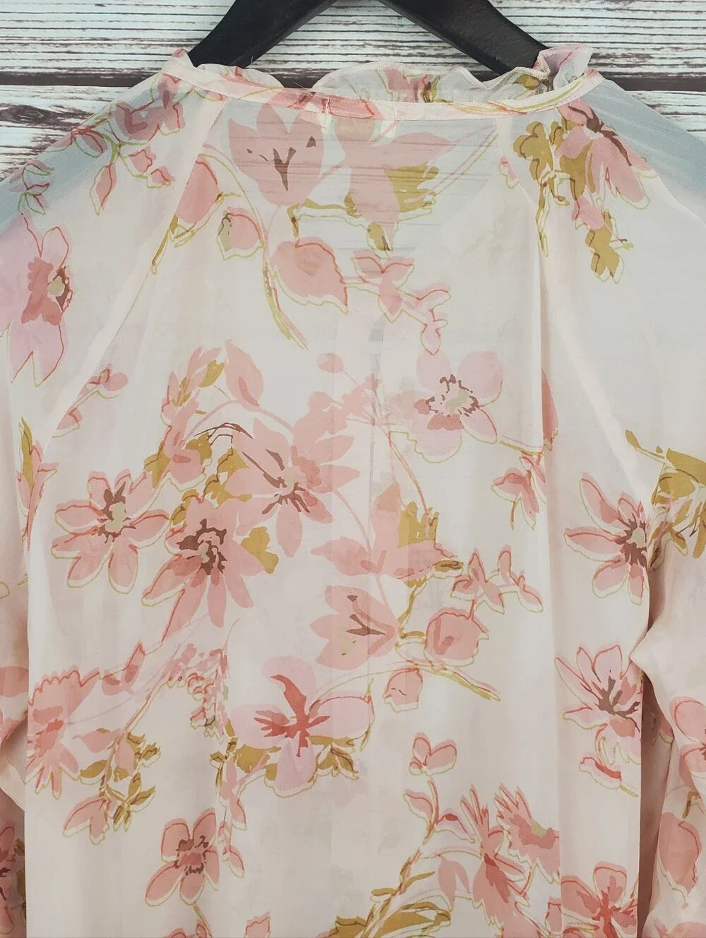 NWT Spartina 449 Womens Large 100% Silk Floral Sleer Button Down Blouse Top - Picture 10 of 11